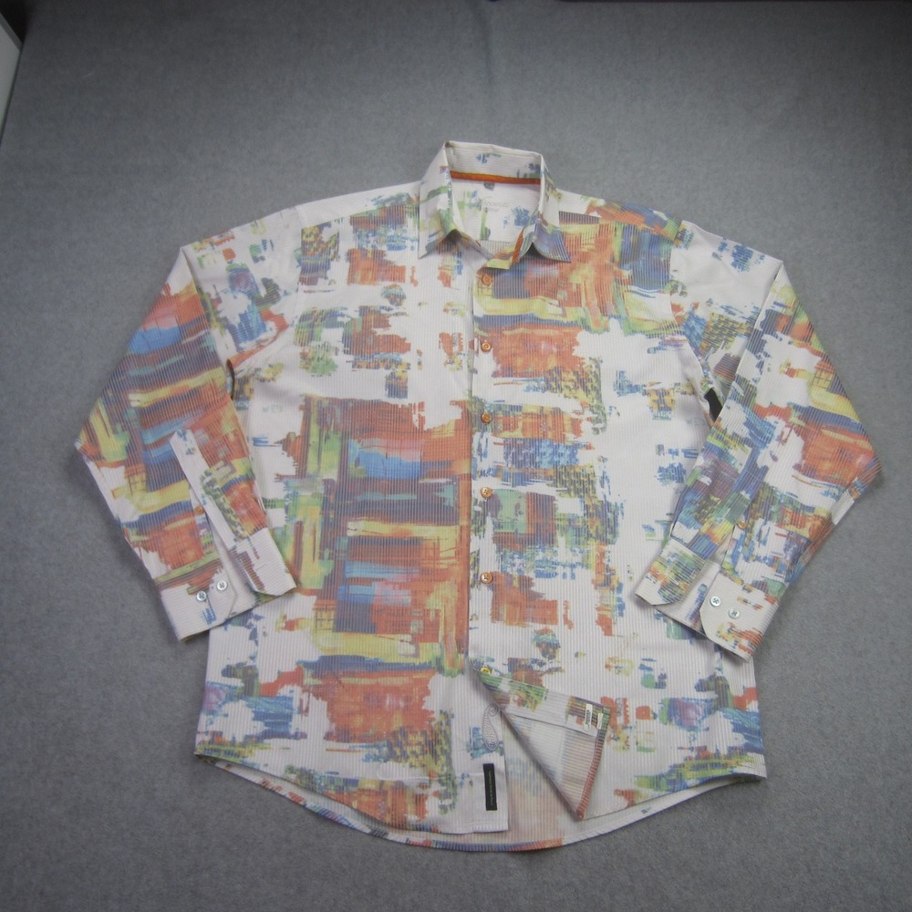 Visconti Uomo Shirt Mens Small Abstract Print Button Up Long Sleeve Casual Italy